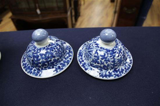 A pair of large Chinese blue and white baluster jars and covers, Kangxi marks, late 19th century, 41.5cm